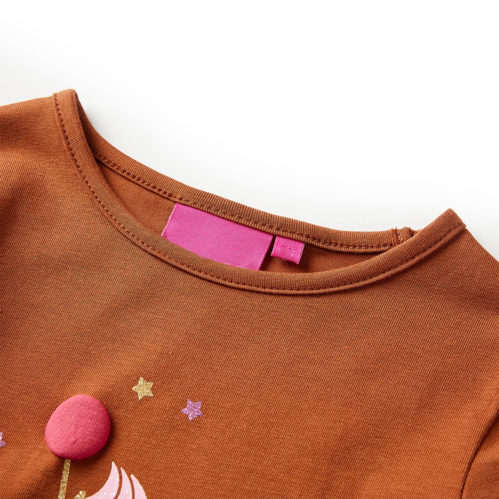 VidaXL Chemise enfant à manches longues 140 couleur cognac