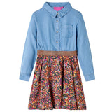 VidaXL Robe enfant à manches longues 104 bleu marine et bleu denim