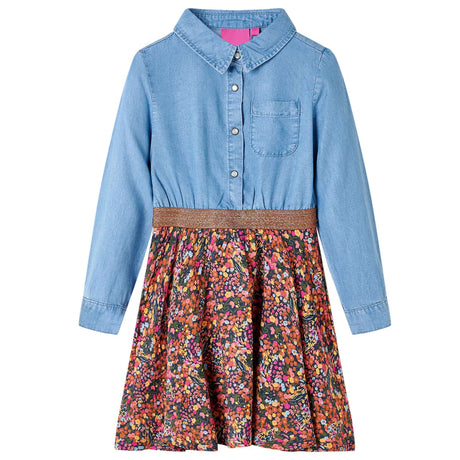 VidaXL Robe enfant à manches longues 104 bleu marine et bleu denim