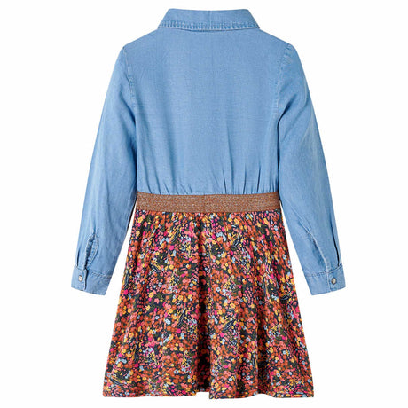 VidaXL Robe enfant à manches longues 140 bleu marine et bleu denim