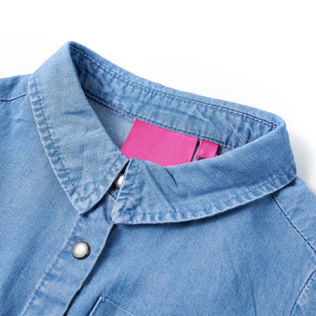 VidaXL Robe enfant à manches longues 140 bleu marine et bleu denim