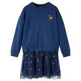 VidaXL Robe enfant à manches longues 128 bleu marine