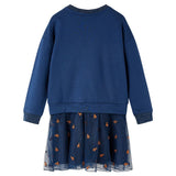 VidaXL Robe enfant à manches longues 128 bleu marine
