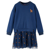 VidaXL Robe enfant à manches longues 140 bleu marine