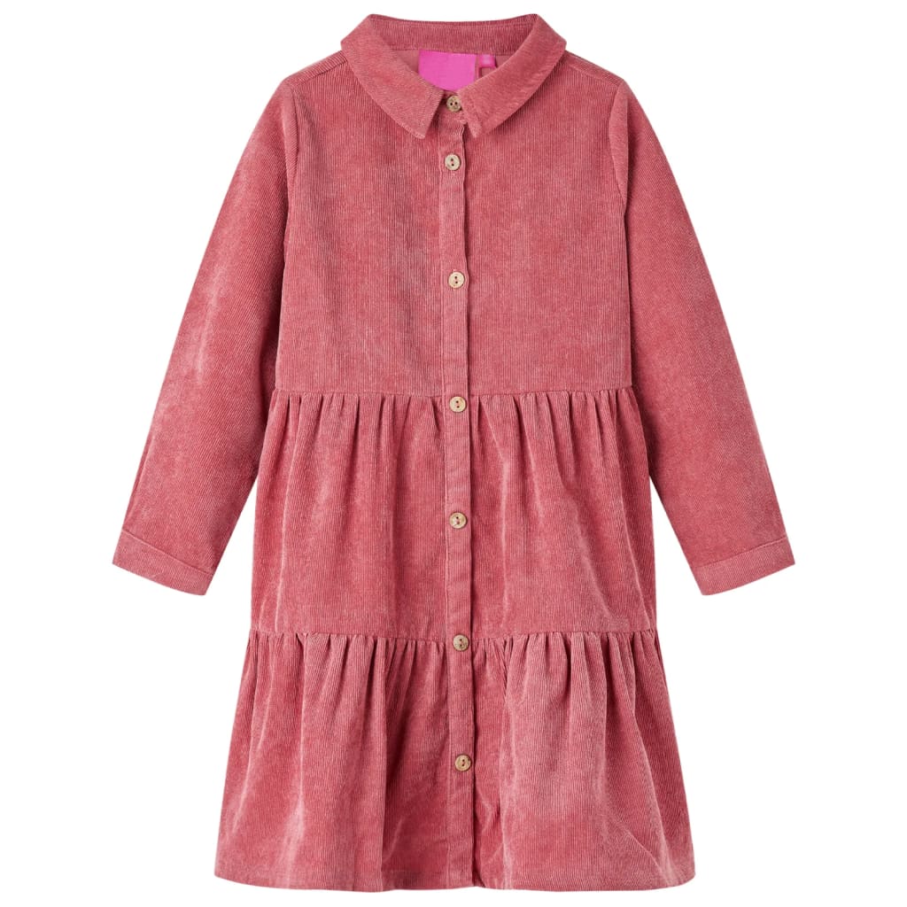 VidaXL Robe enfant à manches longues velours côtelé 104 vieux rose