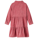 VidaXL Robe enfant à manches longues velours côtelé 128 vieux rose