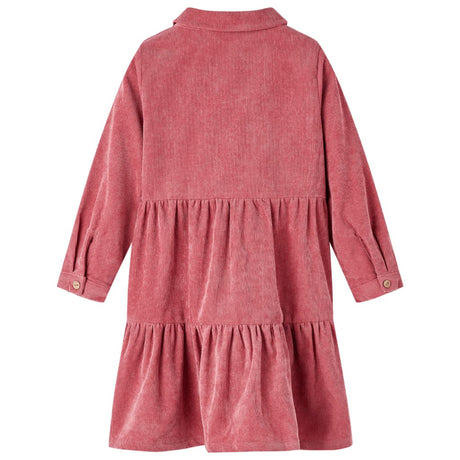 VidaXL Robe enfant à manches longues velours côtelé 128 vieux rose