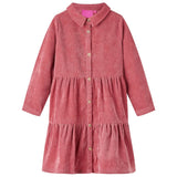 VidaXL Robe enfant à manches longues velours côtelé 140 vieux rose
