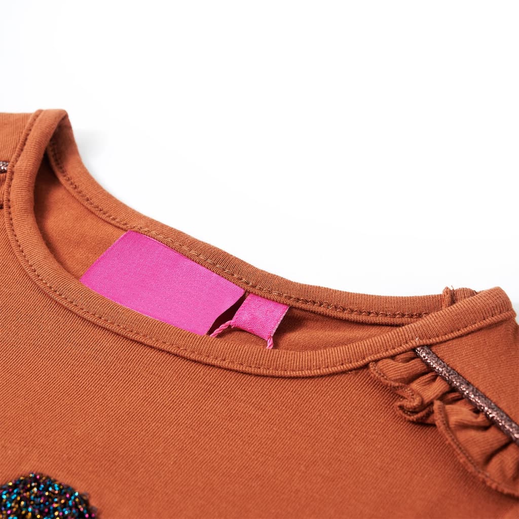 VidaXL Chemise enfant à manches longues 104 couleur cognac