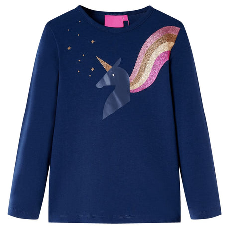 VidaXL Chemise enfant à manches longues 128 bleu marine