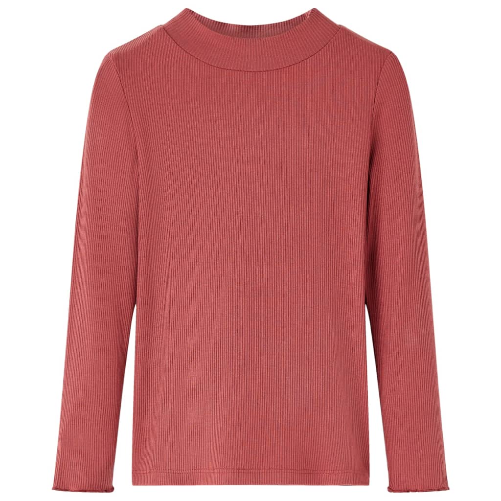 VidaXL Chemise enfant à manches longues et col roulé bas 116 rouge-marron