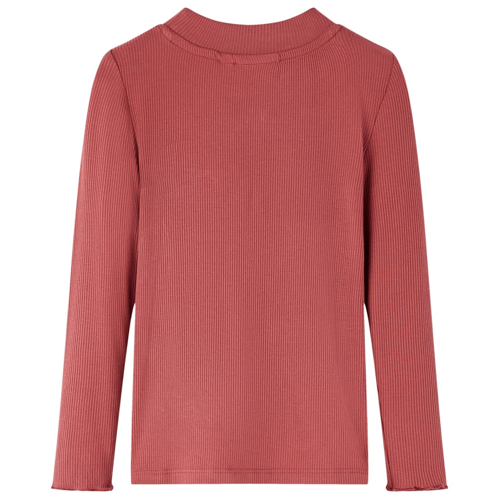 VidaXL Chemise enfant à manches longues et col roulé bas 128 rouge-marron