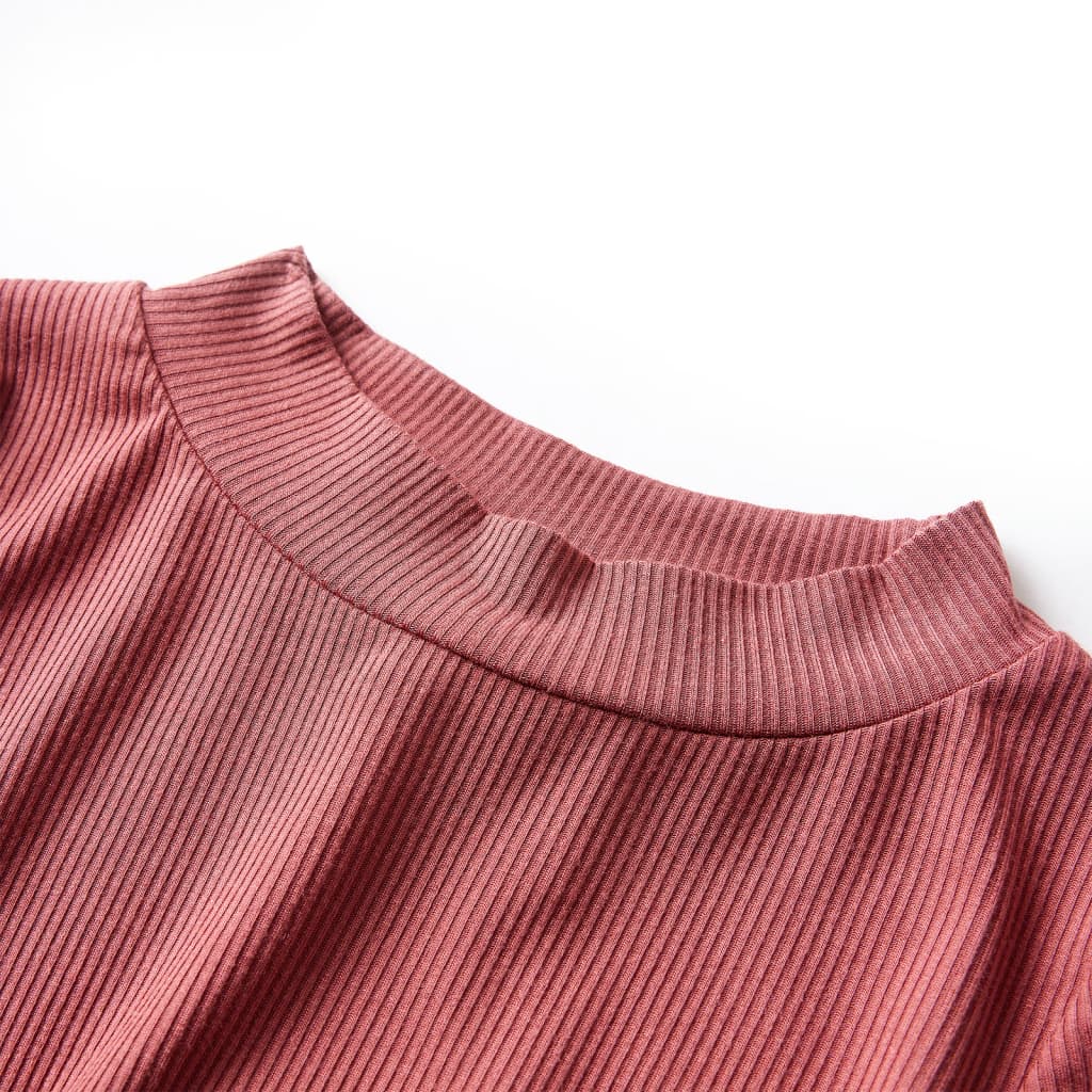 VidaXL Chemise enfant à manches longues et col roulé bas 128 rouge-marron