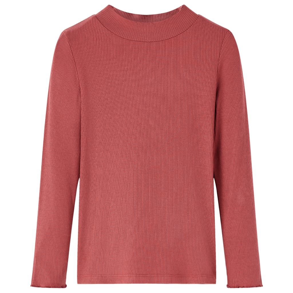 VidaXL Chemise enfant à manches longues et col roulé bas 140 rouge-marron