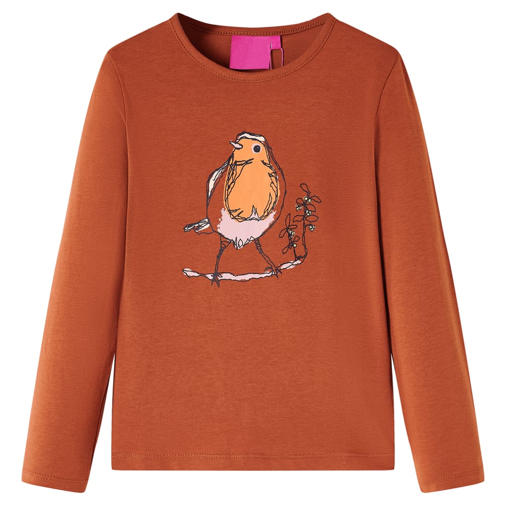 VidaXL Chemise enfant à manches longues 104 couleur cognac