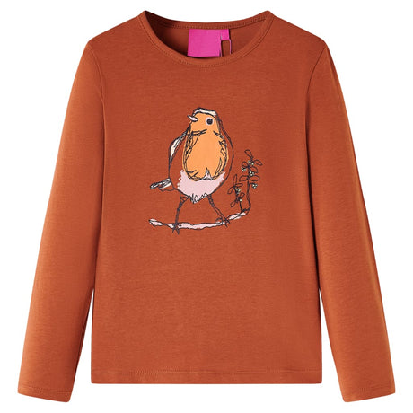 VidaXL Chemise enfant à manches longues 104 couleur cognac