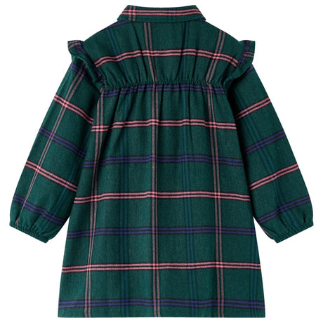 VidaXL Robe enfant à manches longues et volants 92 vert foncé