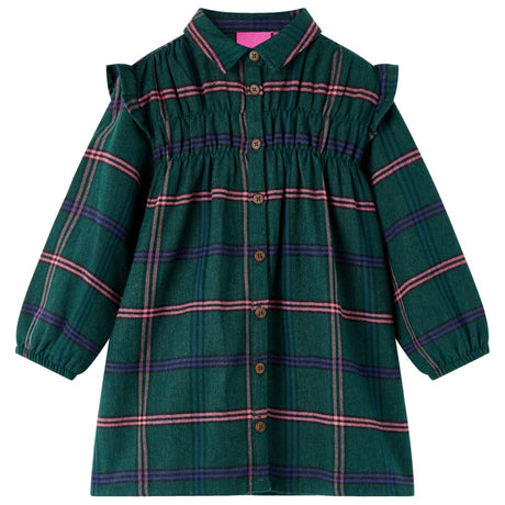 VidaXL Robe enfant à manches longues et volants 104 vert foncé