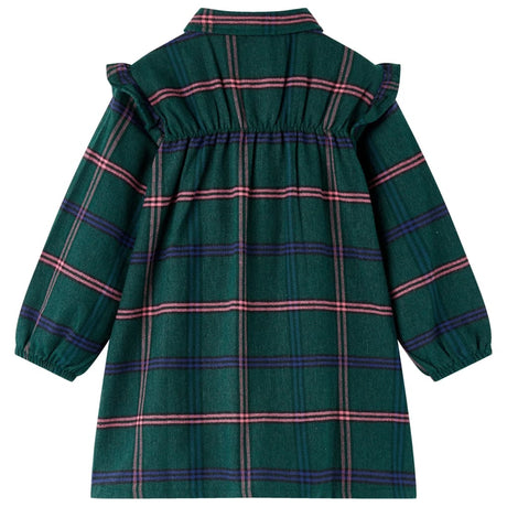 VidaXL Robe enfant à manches longues et volants 104 vert foncé
