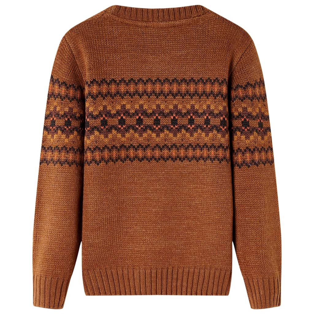 VidaXL Pull enfant tricoté 128 couleur cognac