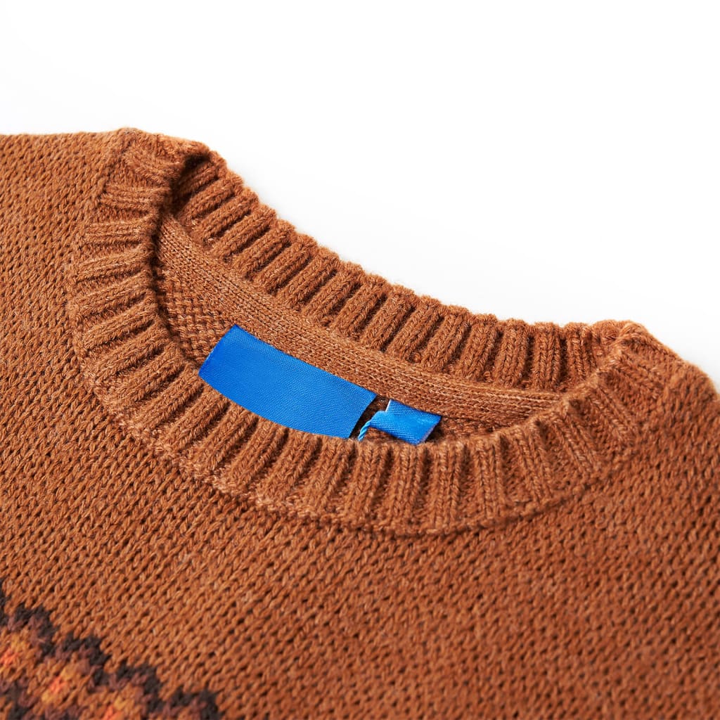 VidaXL Pull enfant tricoté 128 couleur cognac