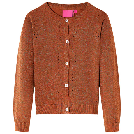 VidaXL Cardigan enfant tricoté 128 couleur cognac