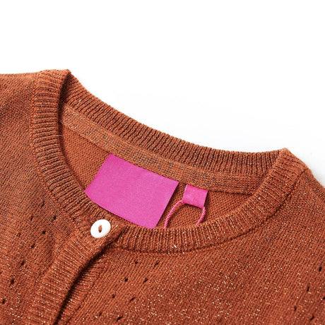VidaXL Cardigan enfant tricoté 128 couleur cognac