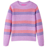 VidaXL Pull enfant tricoté à rayures 116 lilas et rose