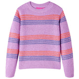 VidaXL Pull enfant tricoté à rayures 128 lilas et rose