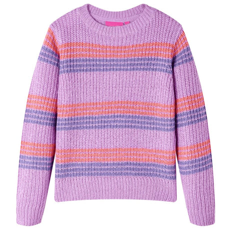 VidaXL Pull enfant tricoté à rayures 128 lilas et rose