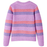 VidaXL Pull enfant tricoté à rayures 128 lilas et rose