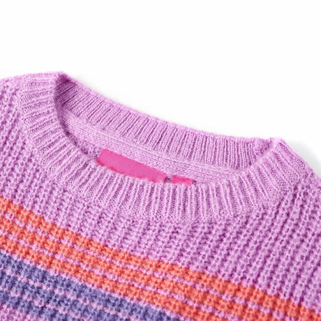 VidaXL Pull enfant tricoté à rayures 140 lilas et rose