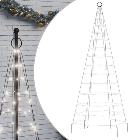 Vidaxxl Sapin de Noël LED sur mât 200 LED blanc froid 180 cm