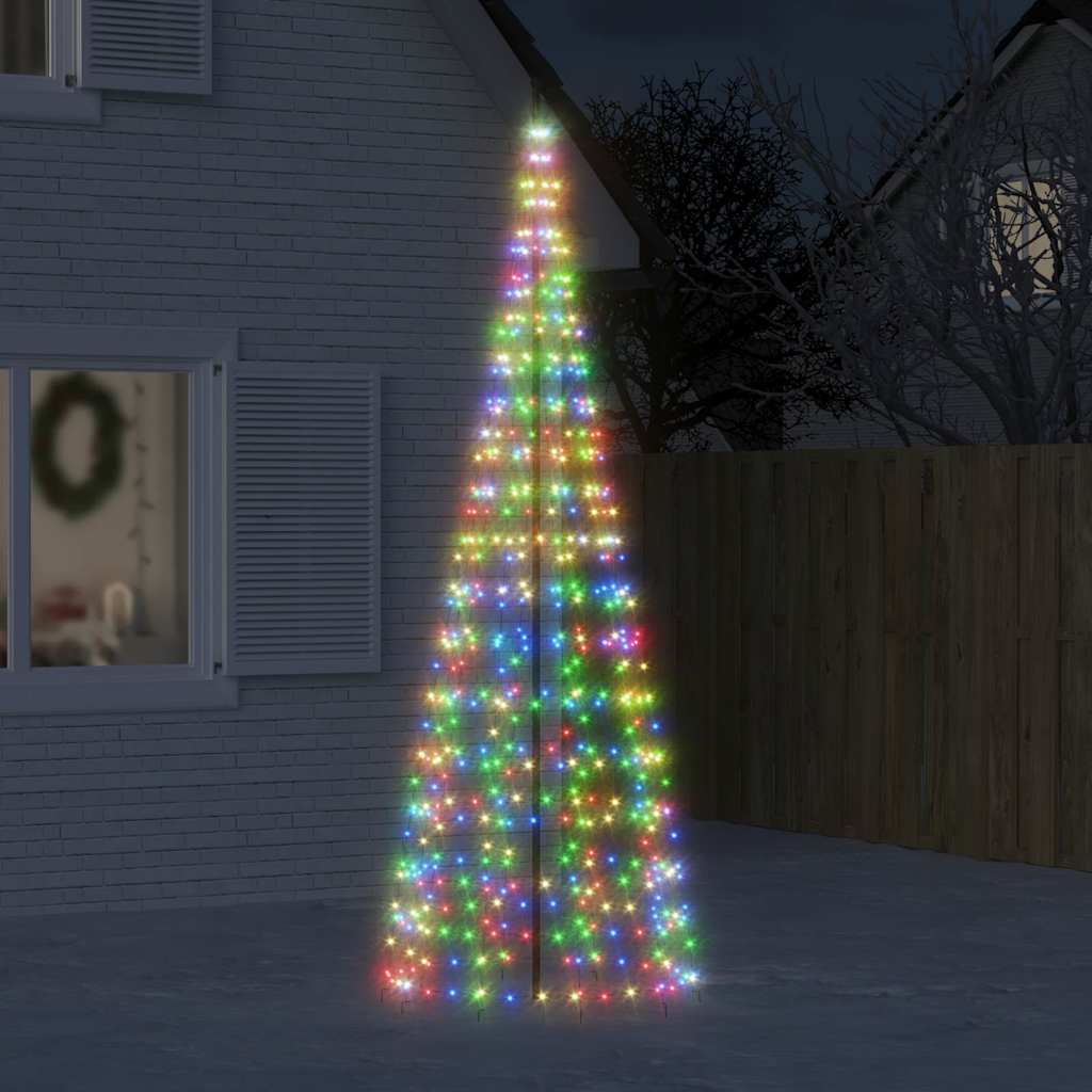 Vidaxxl Sapin de Noël LED sur mât de drapeau 550 LED colorées 300 cm