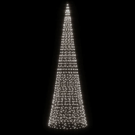 Vidaxxl Sapin de Noël LED sur mât de drapeau 1534 LED blanc froid 500 cm