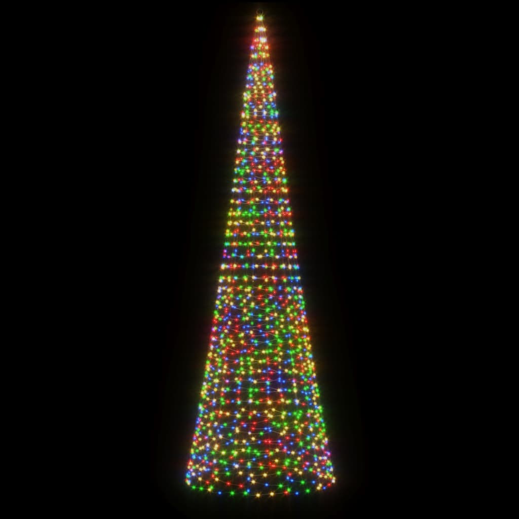Vidaxxl Sapin de Noël LED sur mât de drapeau 1534 LED colorées 500 cm