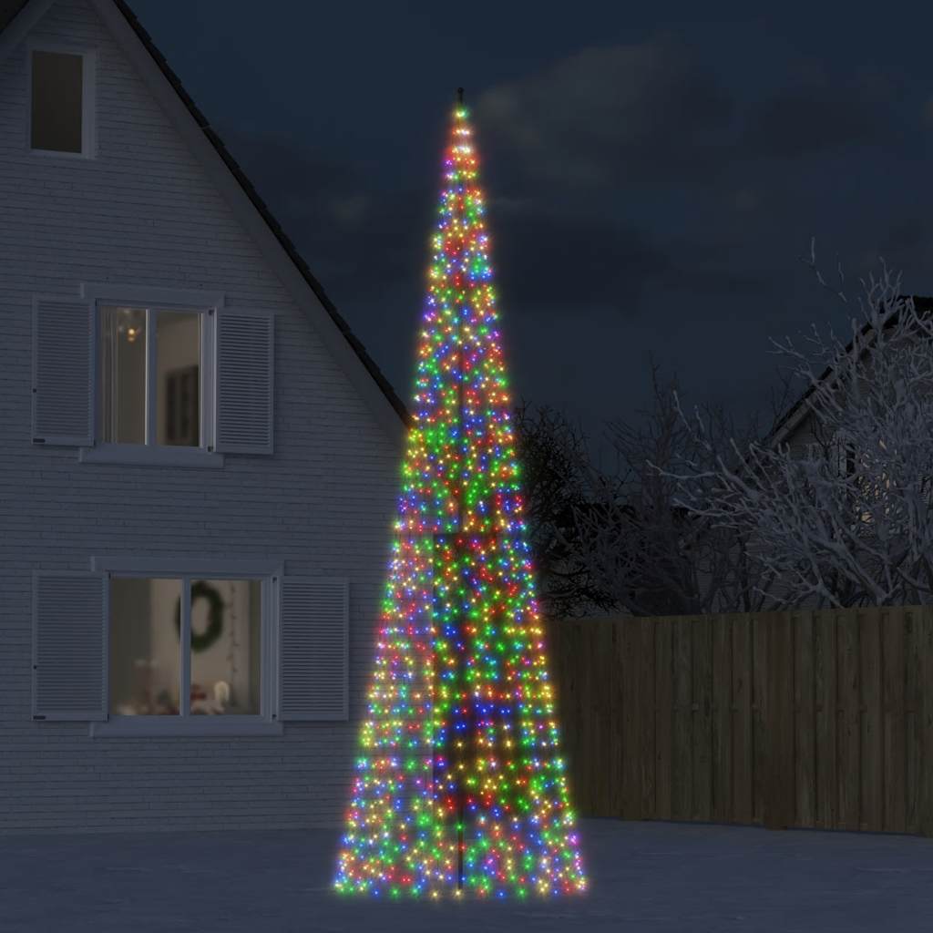Vidaxxl Sapin de Noël LED sur mât de drapeau 1534 LED colorées 500 cm