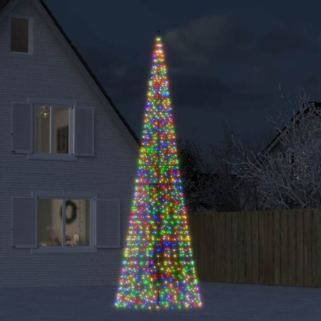 Vidaxxl Sapin de Noël LED sur mât de drapeau 1534 LED colorées 500 cm