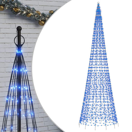 Vidaxxl Sapin de Noël LED sur mât de drapeau 1534 LED 500 cm bleu