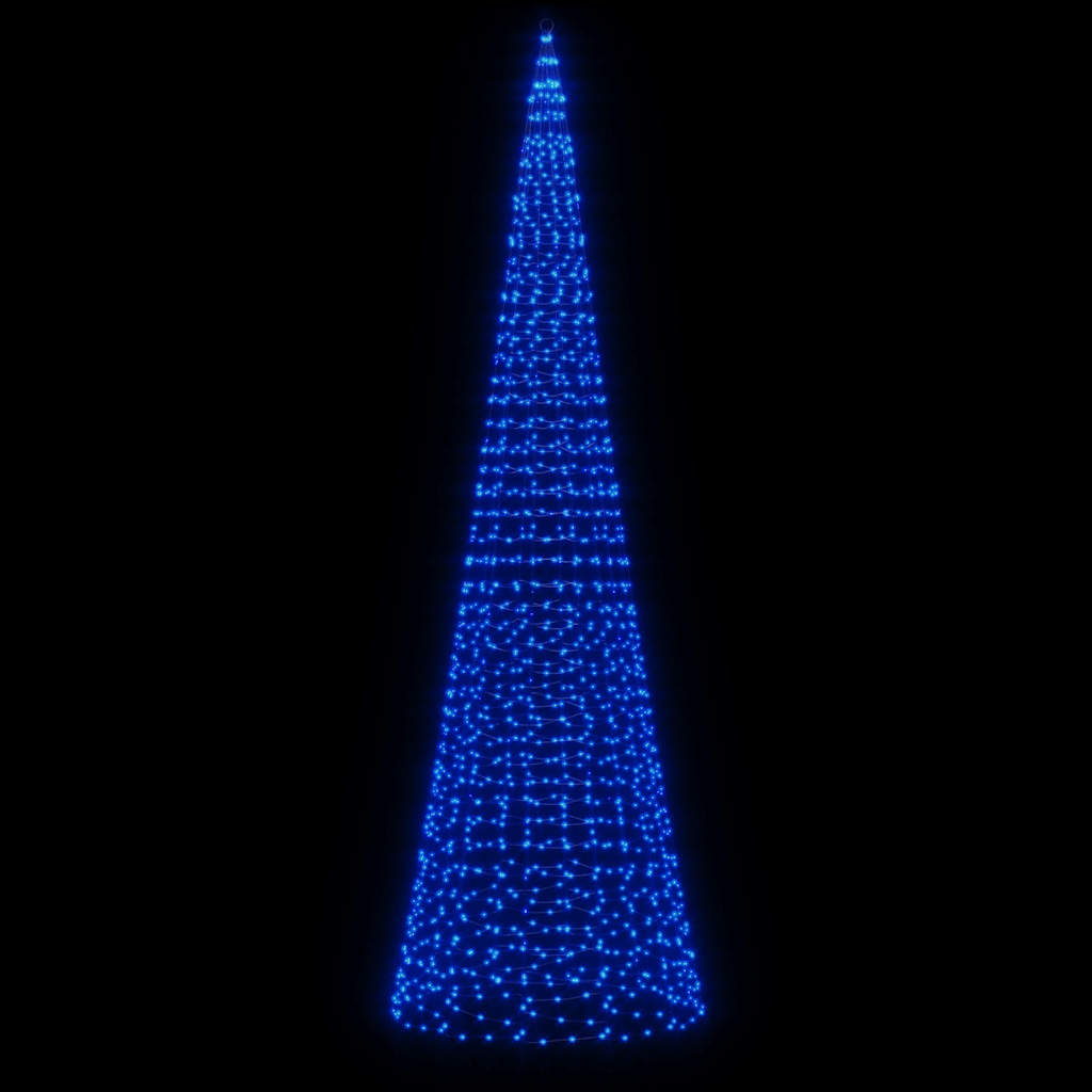 Vidaxxl Sapin de Noël LED sur mât de drapeau 1534 LED 500 cm bleu