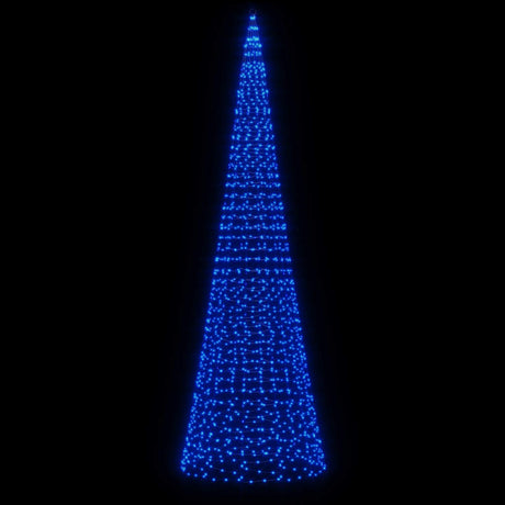 Vidaxxl Sapin de Noël LED sur mât de drapeau 1534 LED 500 cm bleu