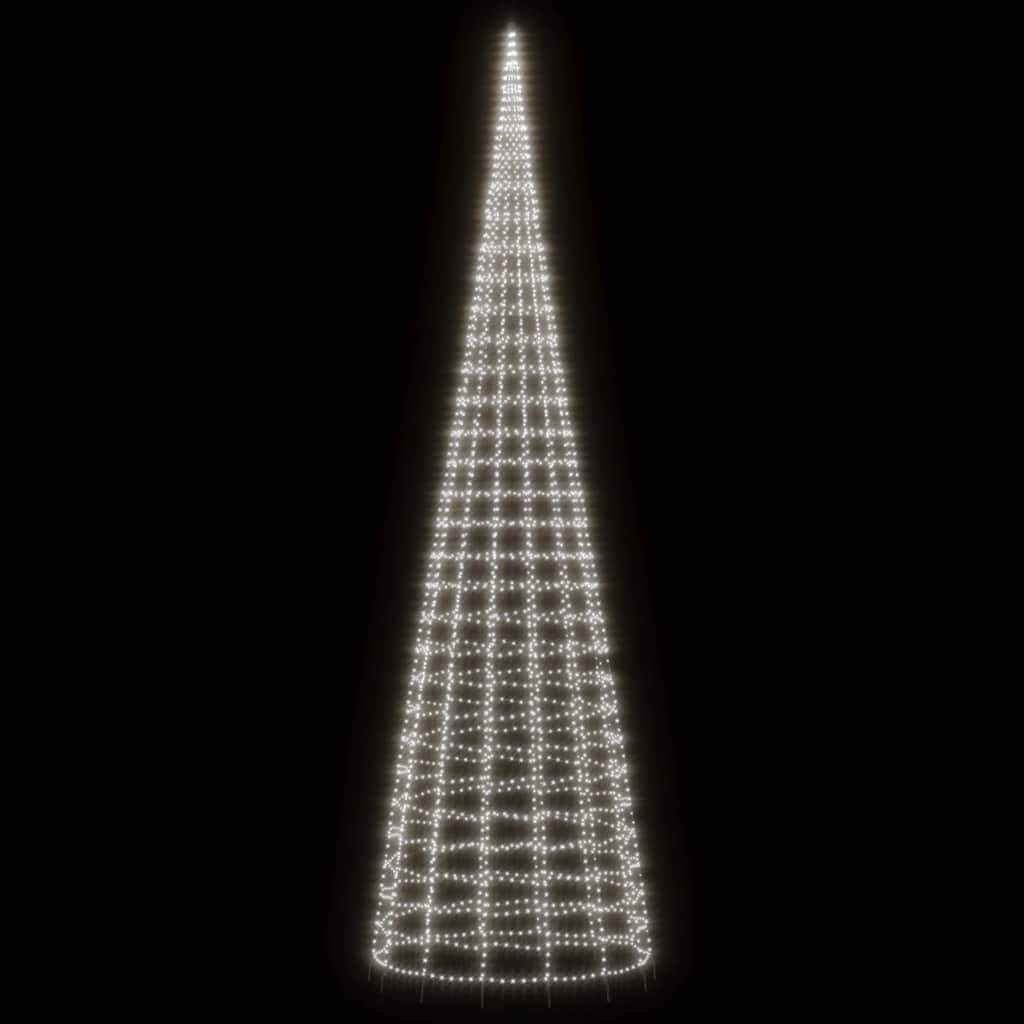 Vidaxxl Sapin de Noël LED sur mât de drapeau 3000 LED blanc froid 800 cm
