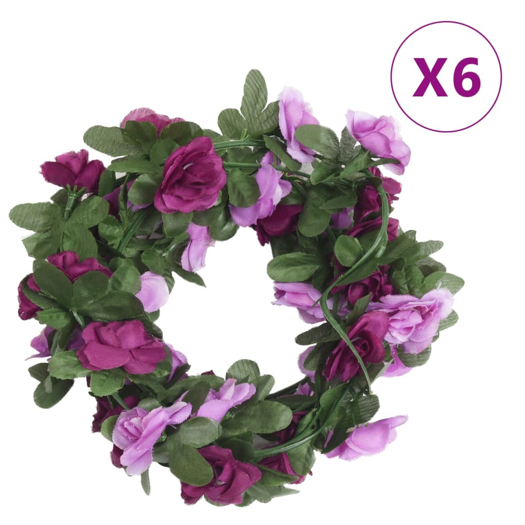 VidaXL guirlandes de Noël avec fleurs 6 pcs 250 cm printemps violet clair