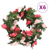 VidaXL guirlandes de Noël avec fleurs 6 pcs 250 cm rose printemps