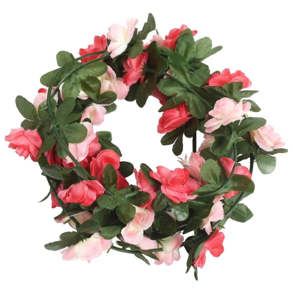 VidaXL guirlandes de Noël avec fleurs 6 pcs 250 cm rose printemps