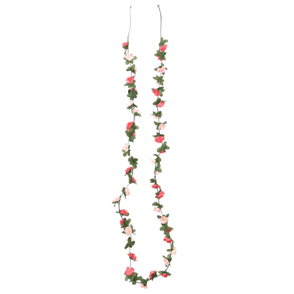 VidaXL guirlandes de Noël avec fleurs 6 pcs 250 cm rose printemps