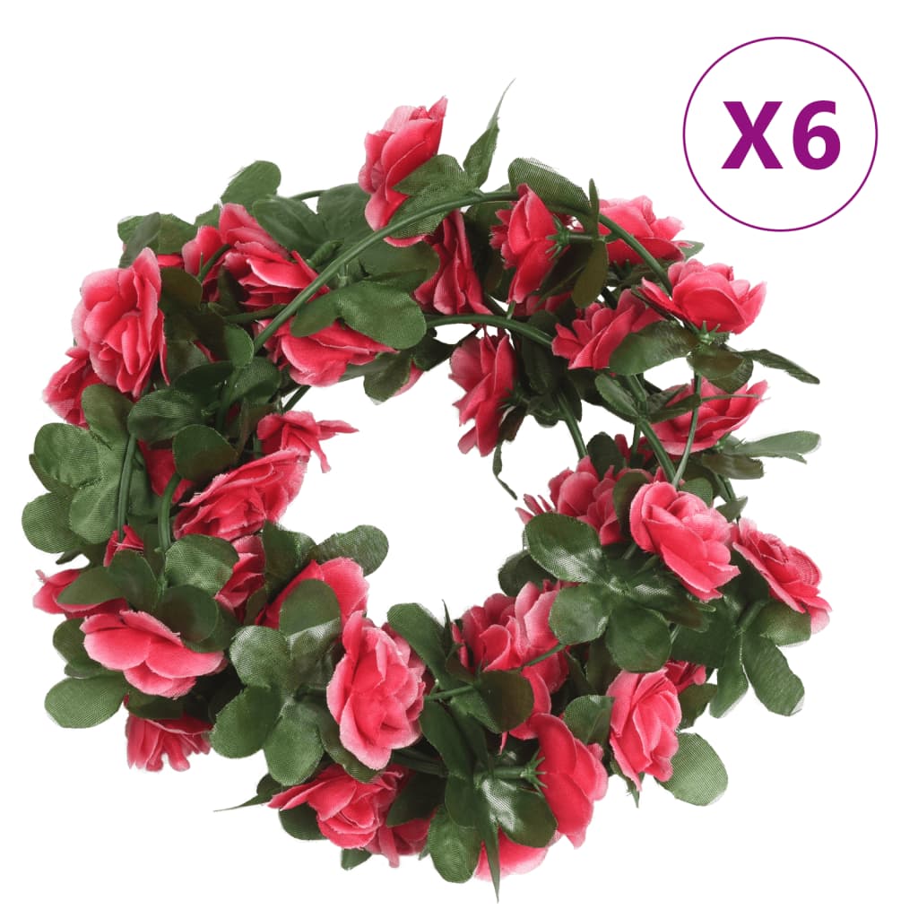 Vidaxl Božične girlande z rožami 6 St 250 cm Spring Pink -Red