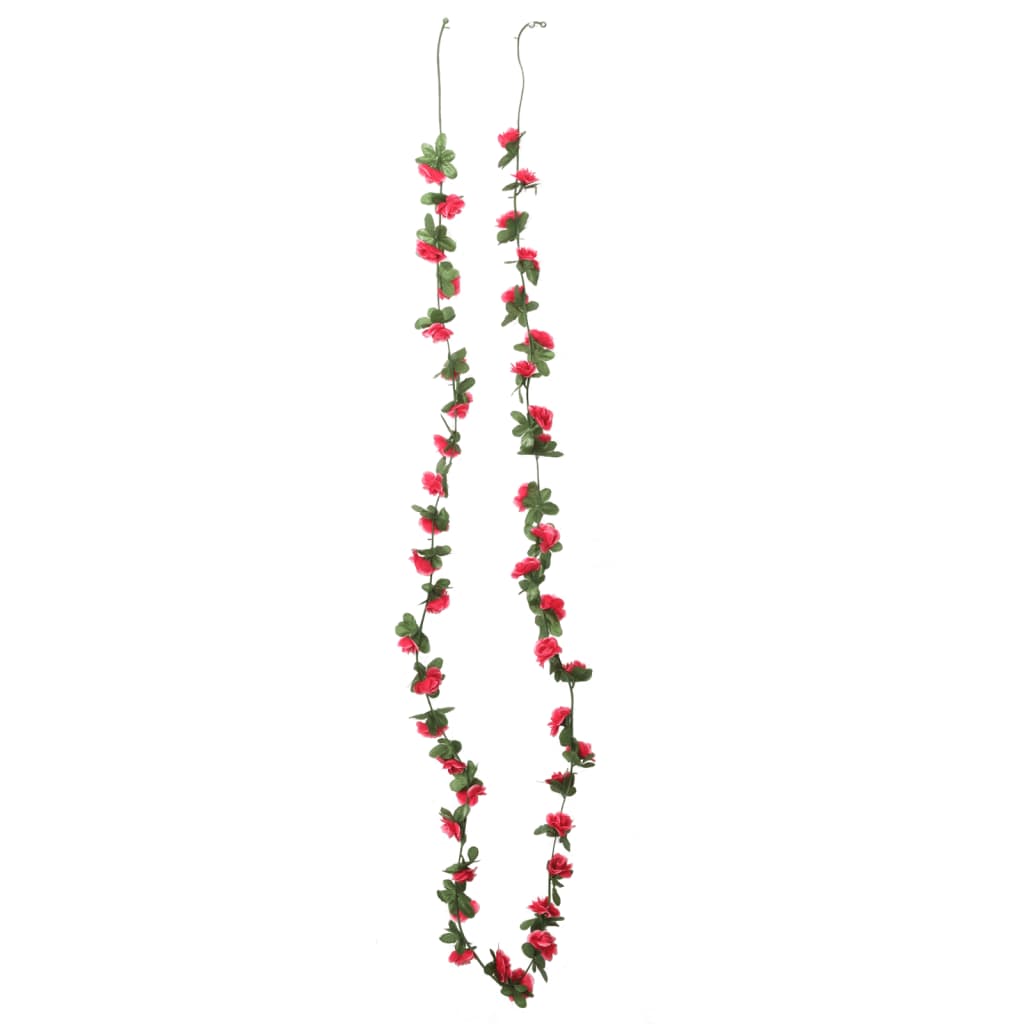 Vidaxx guirlandes de Noël avec fleurs 6 pcs 250 cm printemps rose rouge