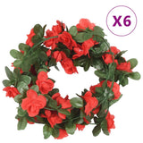 VidaXL guirlandes de Noël avec fleurs 6 pcs 250 cm rouge printemps