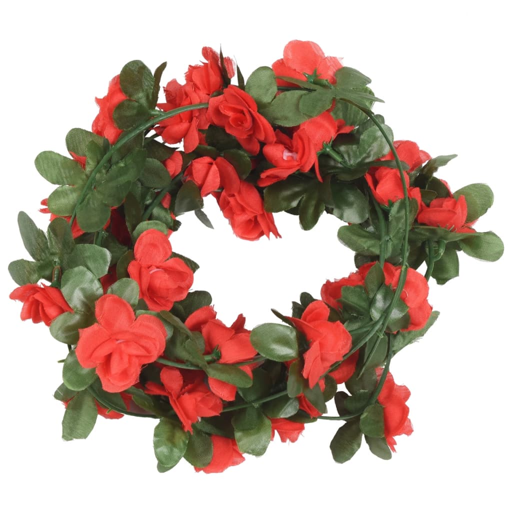 VidaXL guirlandes de Noël avec fleurs 6 pcs 250 cm rouge printemps